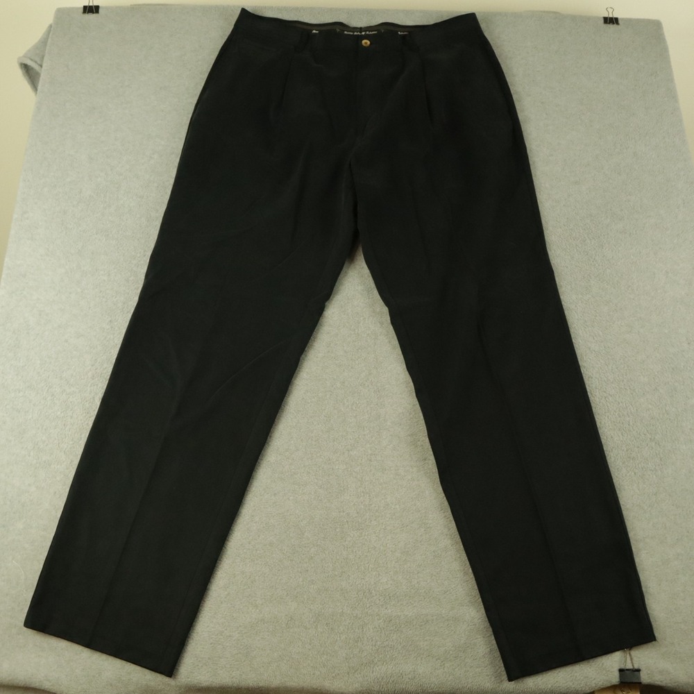Tommy Bahama Pants Mens 38 Relax Straight Leg Chino Slacks Casual Pleated Black